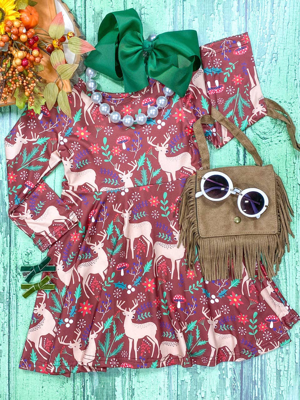Holiday Deer & Holly Dress