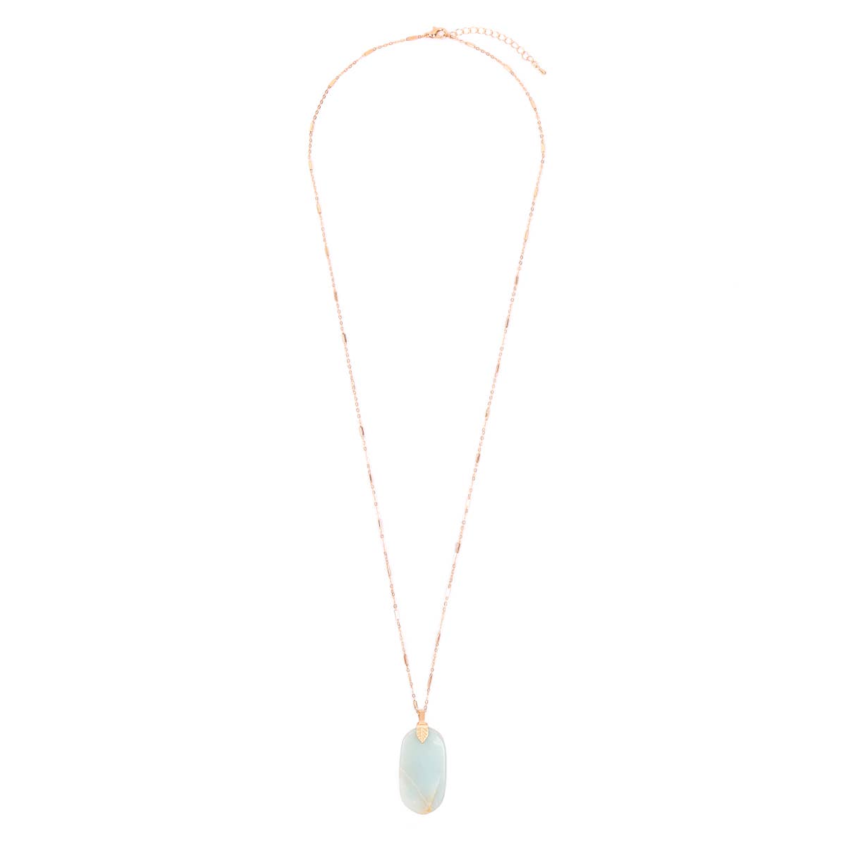 Fastened Natural Oval Stone Pendant Necklace