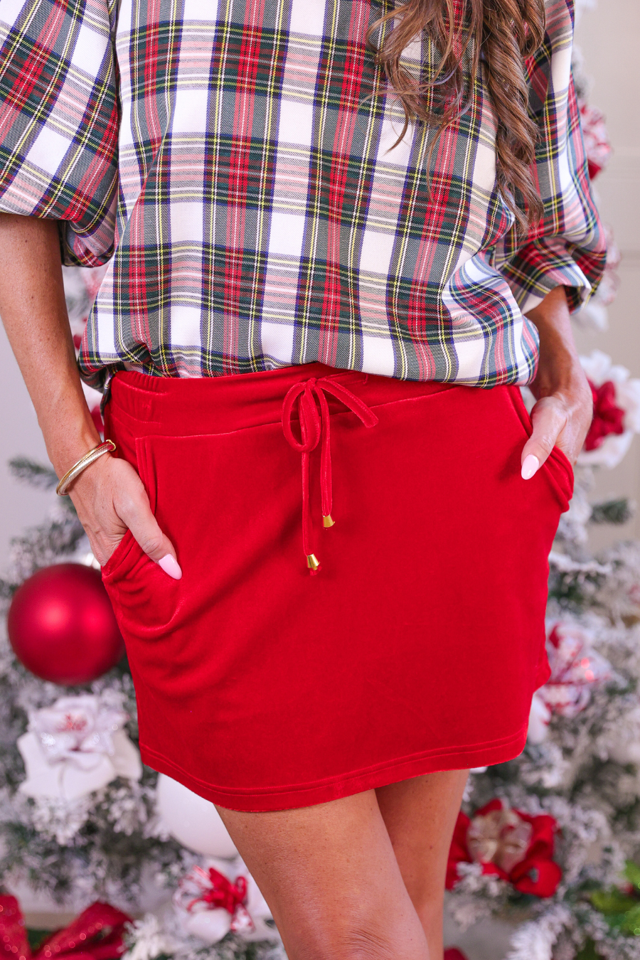 PREORDER- Velvet Hour Skort - Red