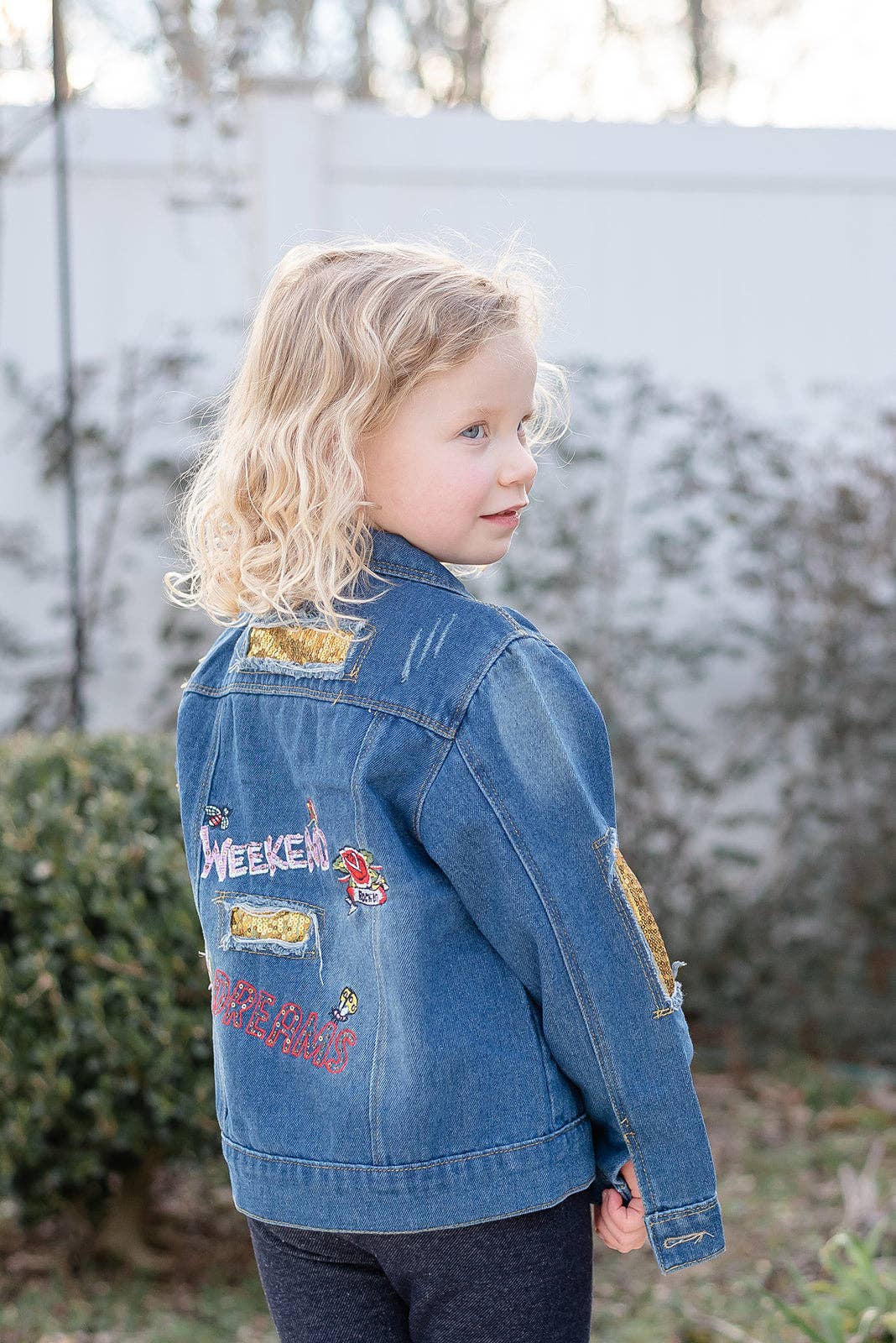 Ruffles - Gold Sequin Girls Denim Jean Jacket