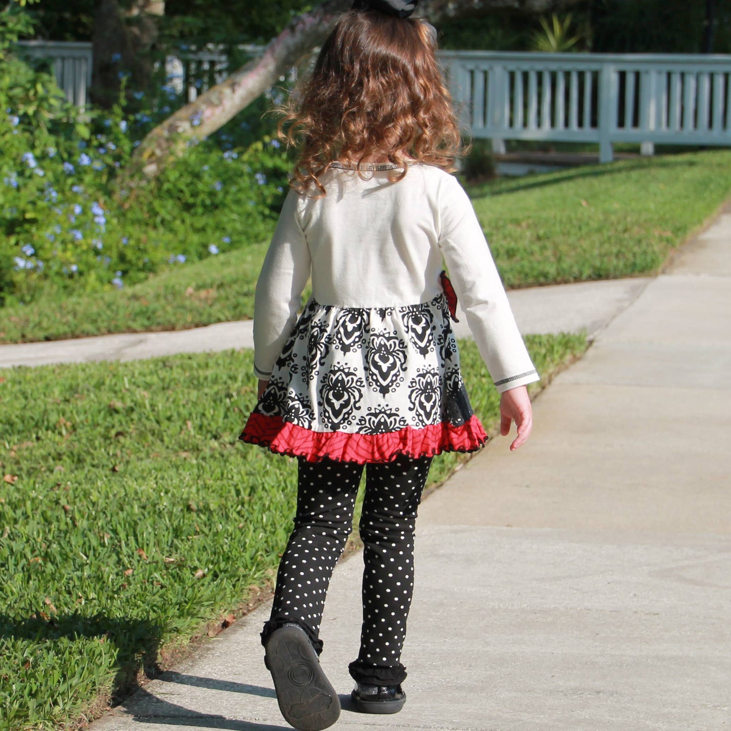 Girls Damask Dress & Leggings