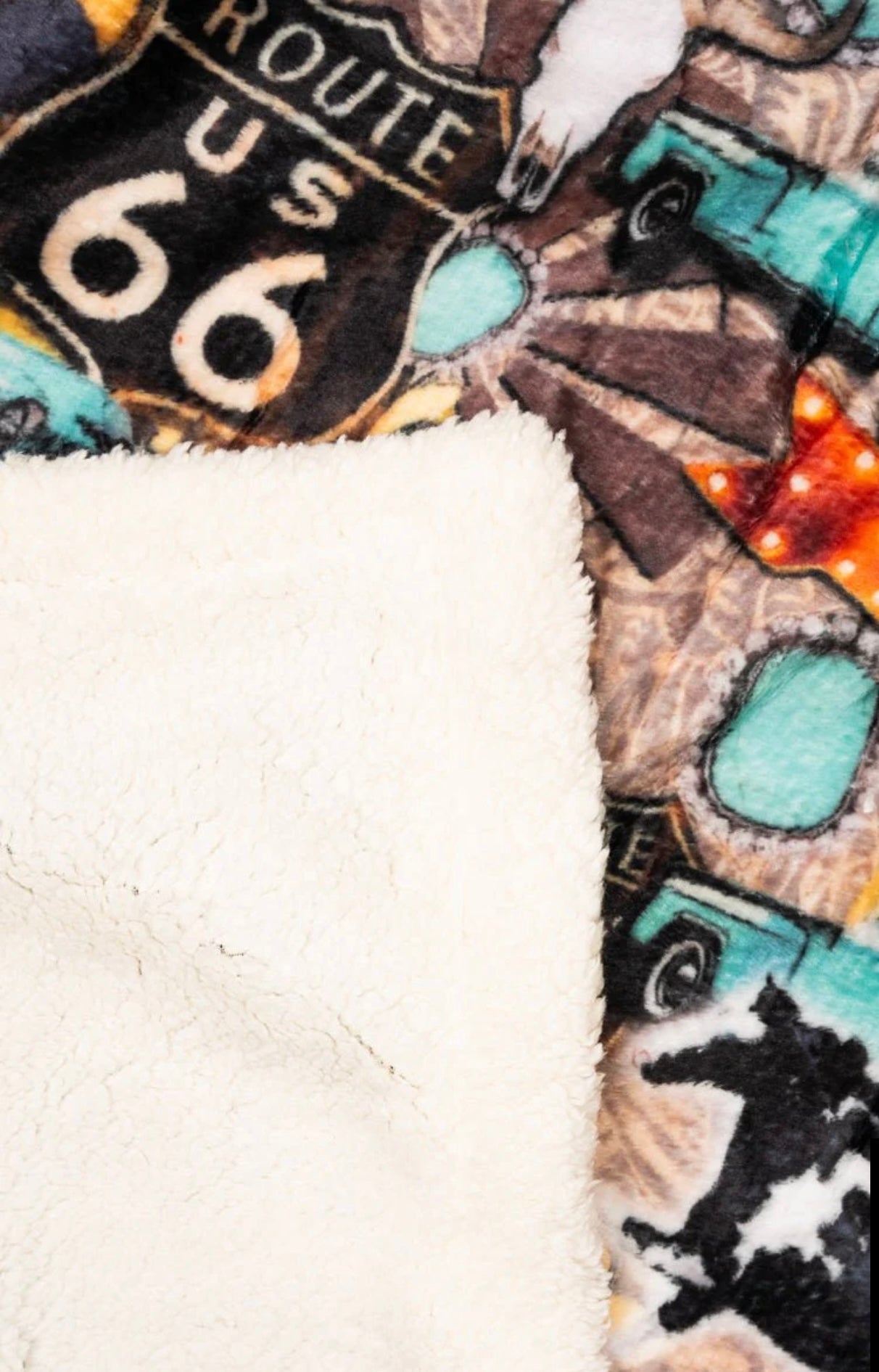 Route 66 Plush Sherpa Blanket