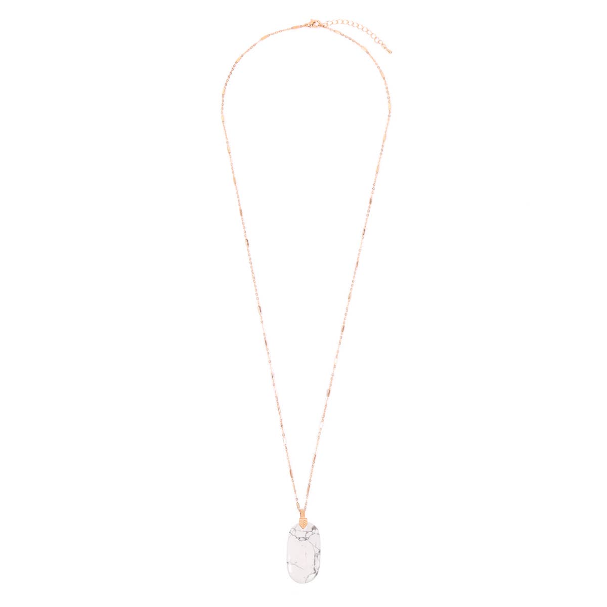 Fastened Natural Oval Stone Pendant Necklace