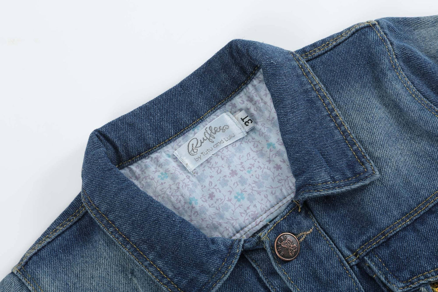 Ruffles - Gold Sequin Girls Denim Jean Jacket