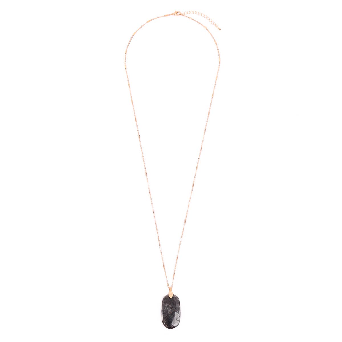 Fastened Natural Oval Stone Pendant Necklace