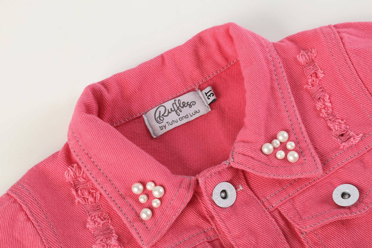 Ruffles - Pink Butterfly Sequin Denim Jacket