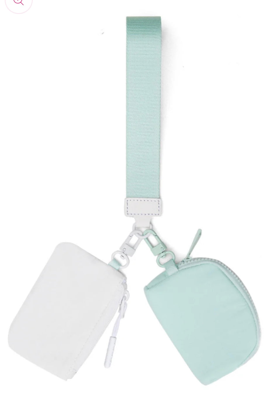 Double Pouch Wristlet- Mint/White