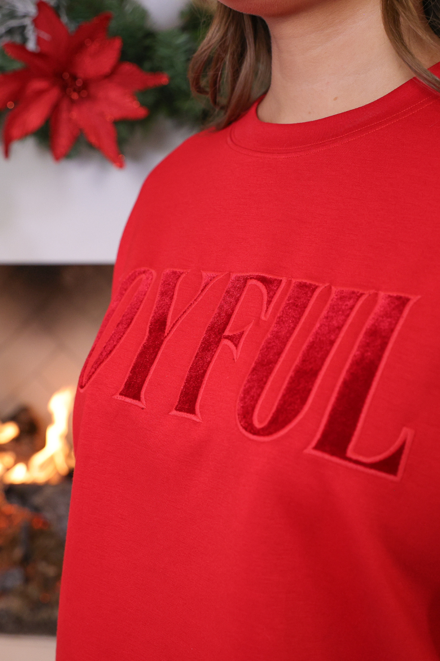PREORDER- Joyful Velvet Patch Luxe Pullover