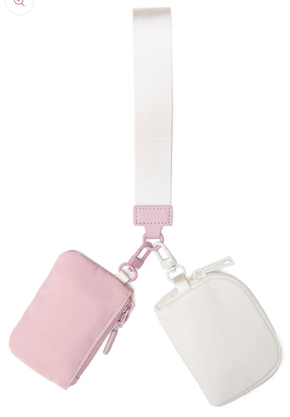 Double Pouch Wristlet- Pink/Ivory