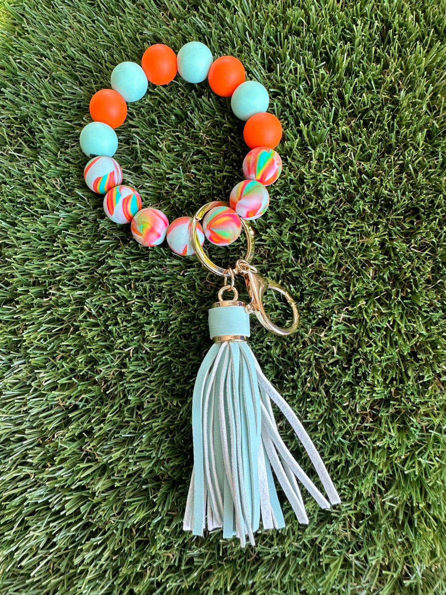 Silicone Bead Bracelet Keychain