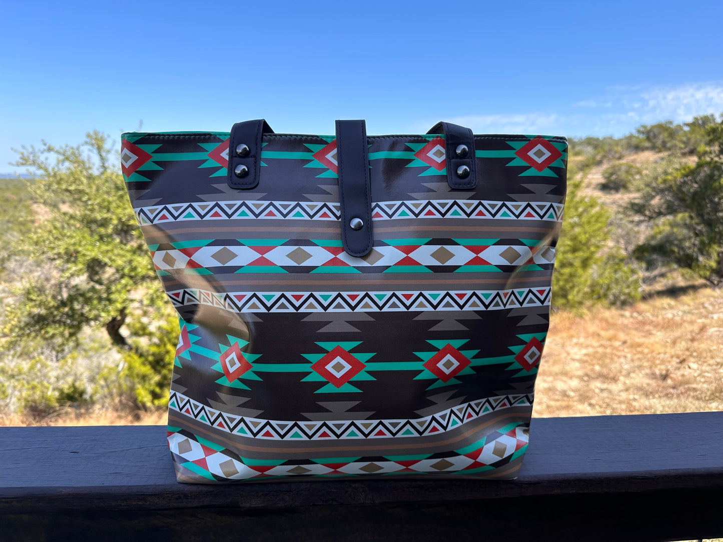 Brown/Green Aztec Tote