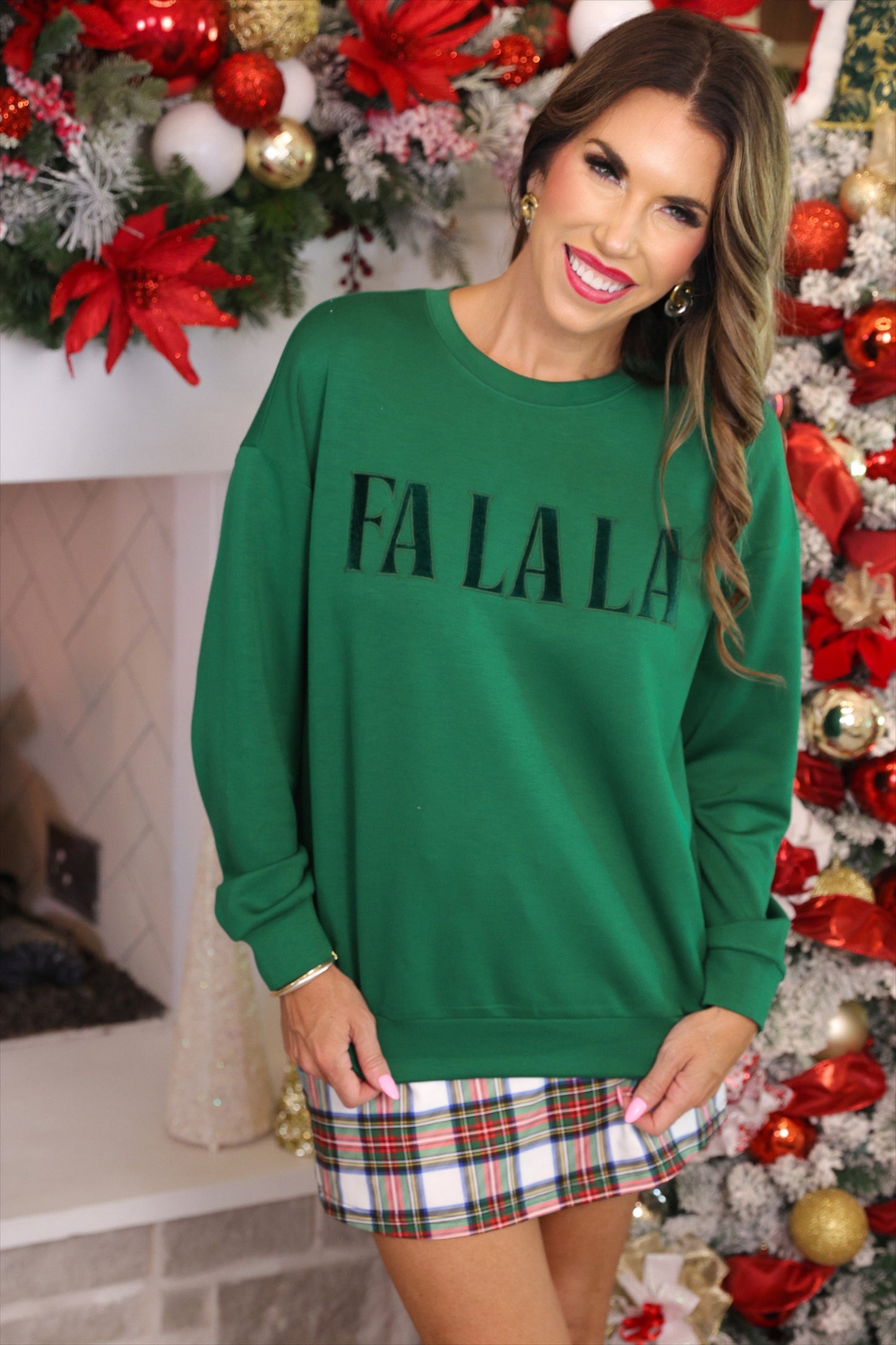 PREORDER- Fa La La Velvet Patch Luxe Pullover