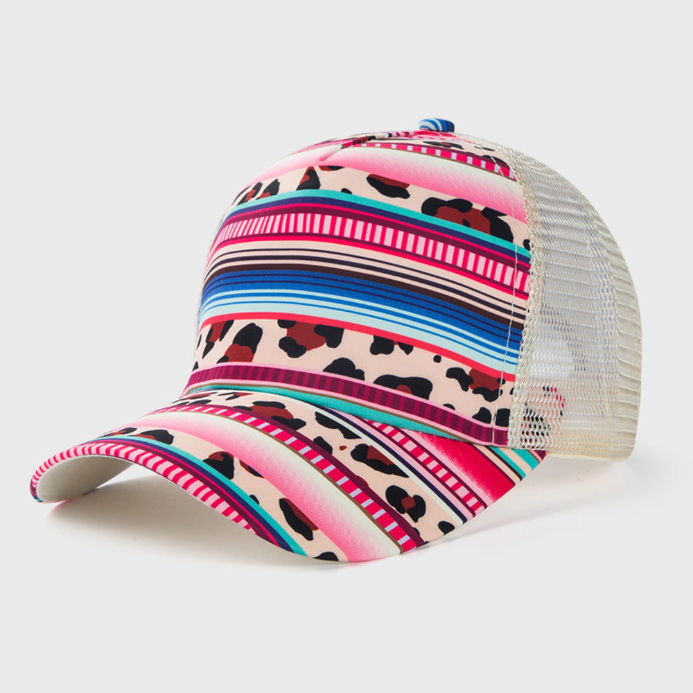 Pink Leopard Striped Hat