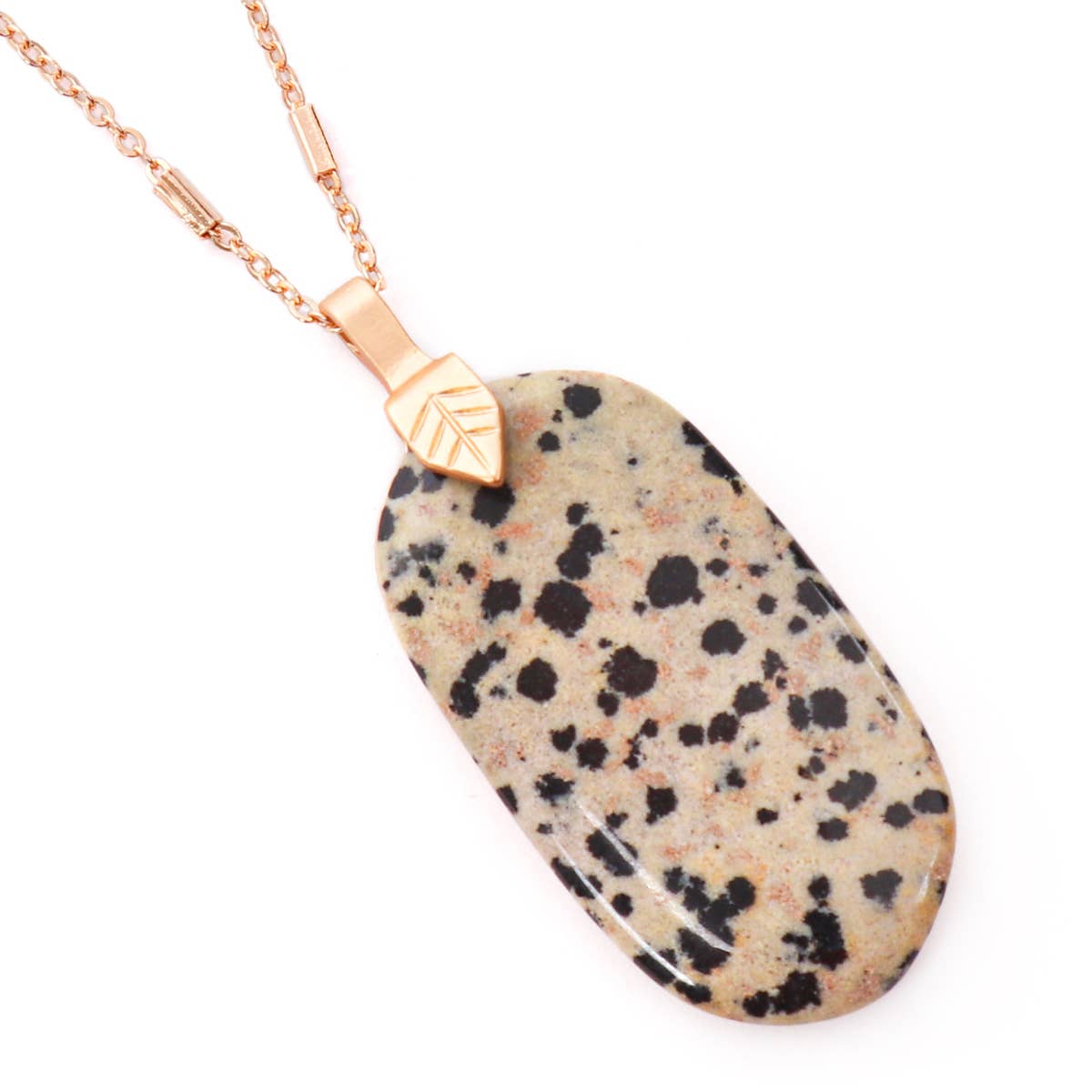 Fastened Natural Oval Stone Pendant Necklace