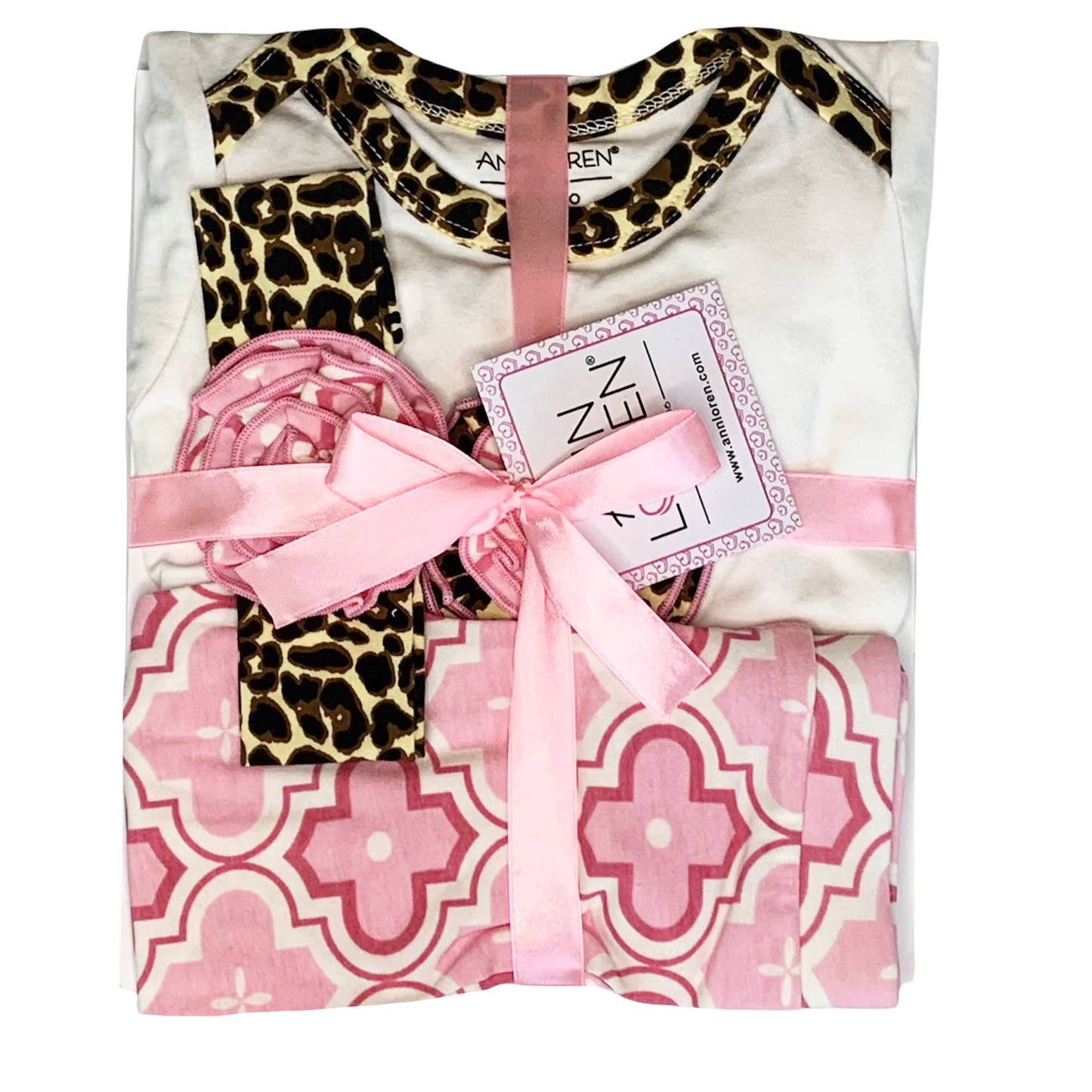 AnnLoren Pink Leopard Baby Girls Layette Set Shower Gift PP