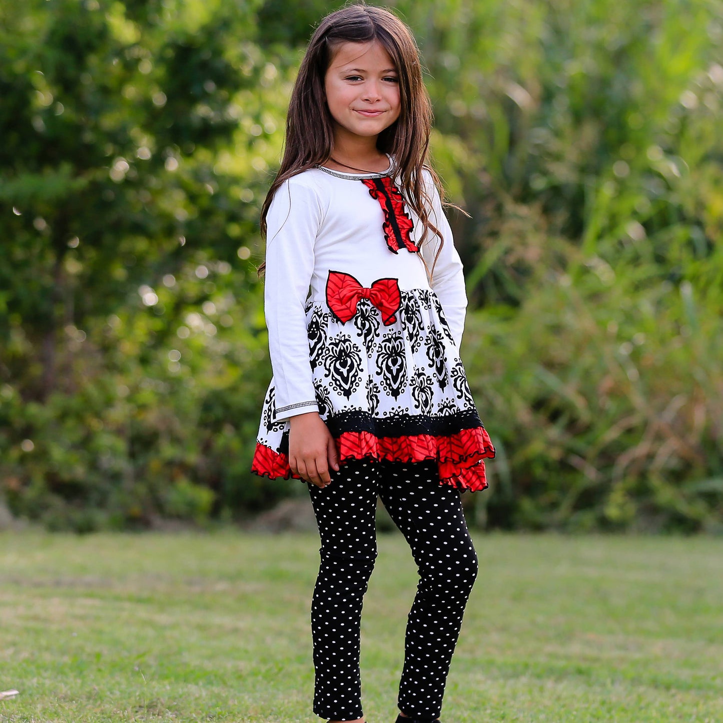 Girls Damask Dress & Leggings