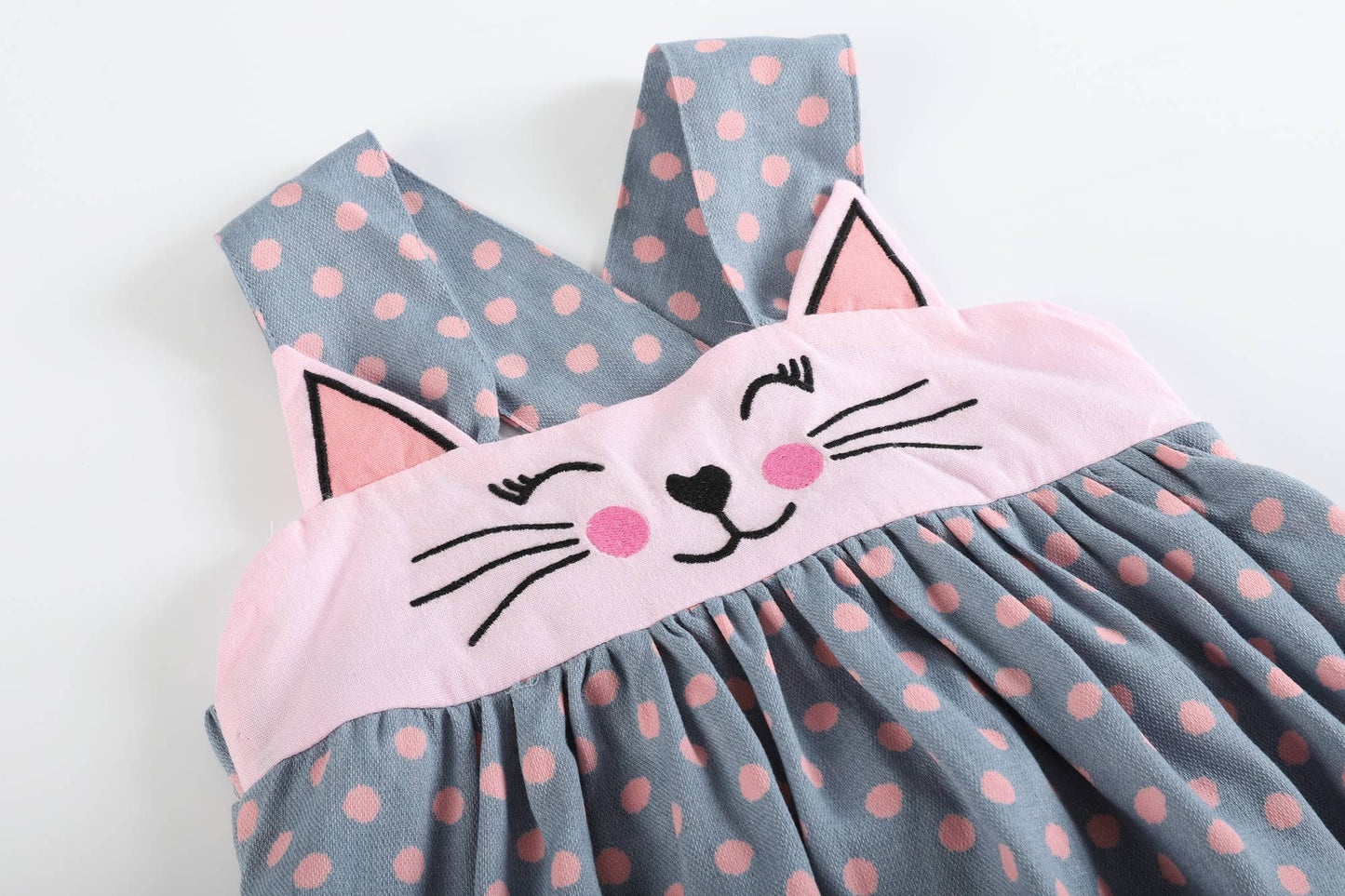 Gray and Pink Dot Kitty Cat Jumper Dress