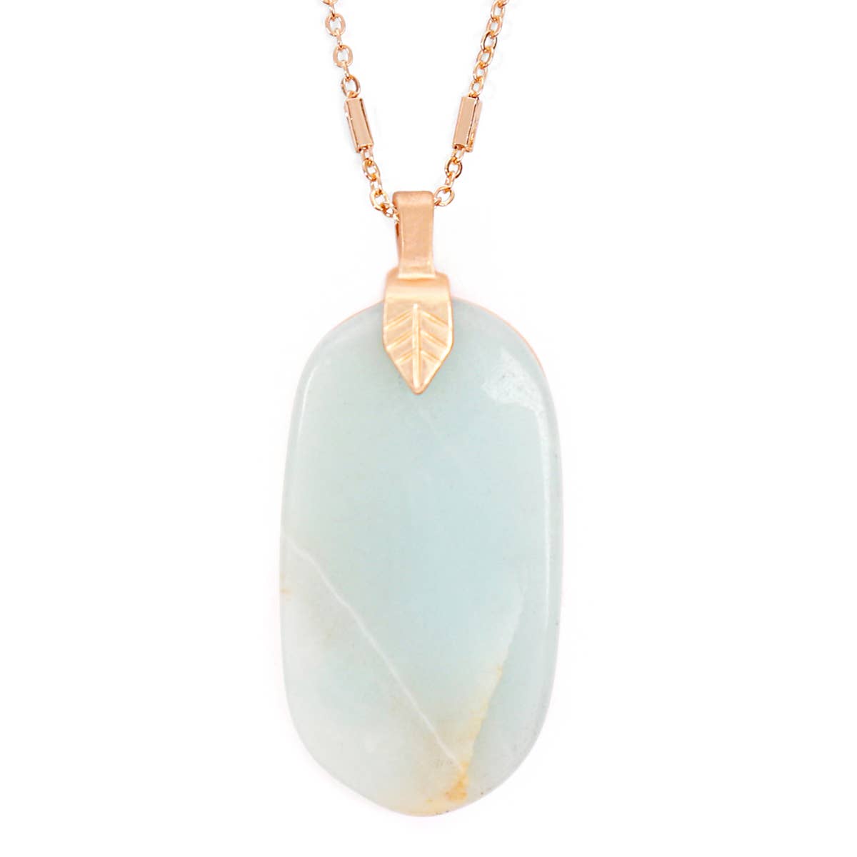 Fastened Natural Oval Stone Pendant Necklace