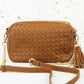 Brown Woven Faux Leather Bag