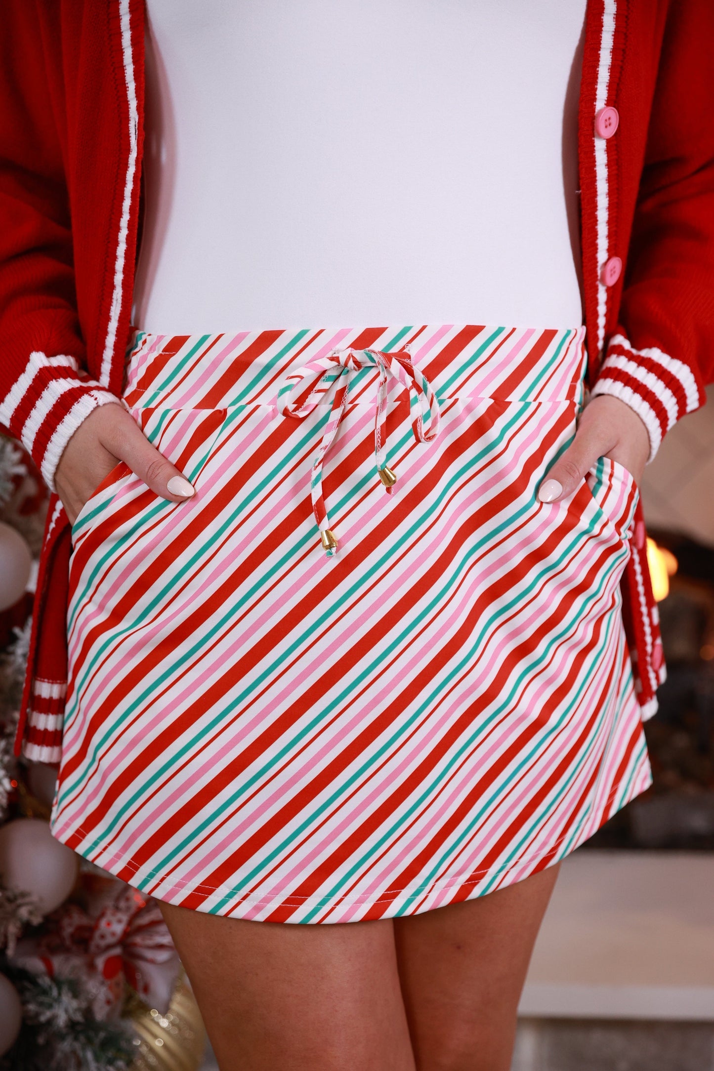 PREORDER- Candy Cane Stripes Skort