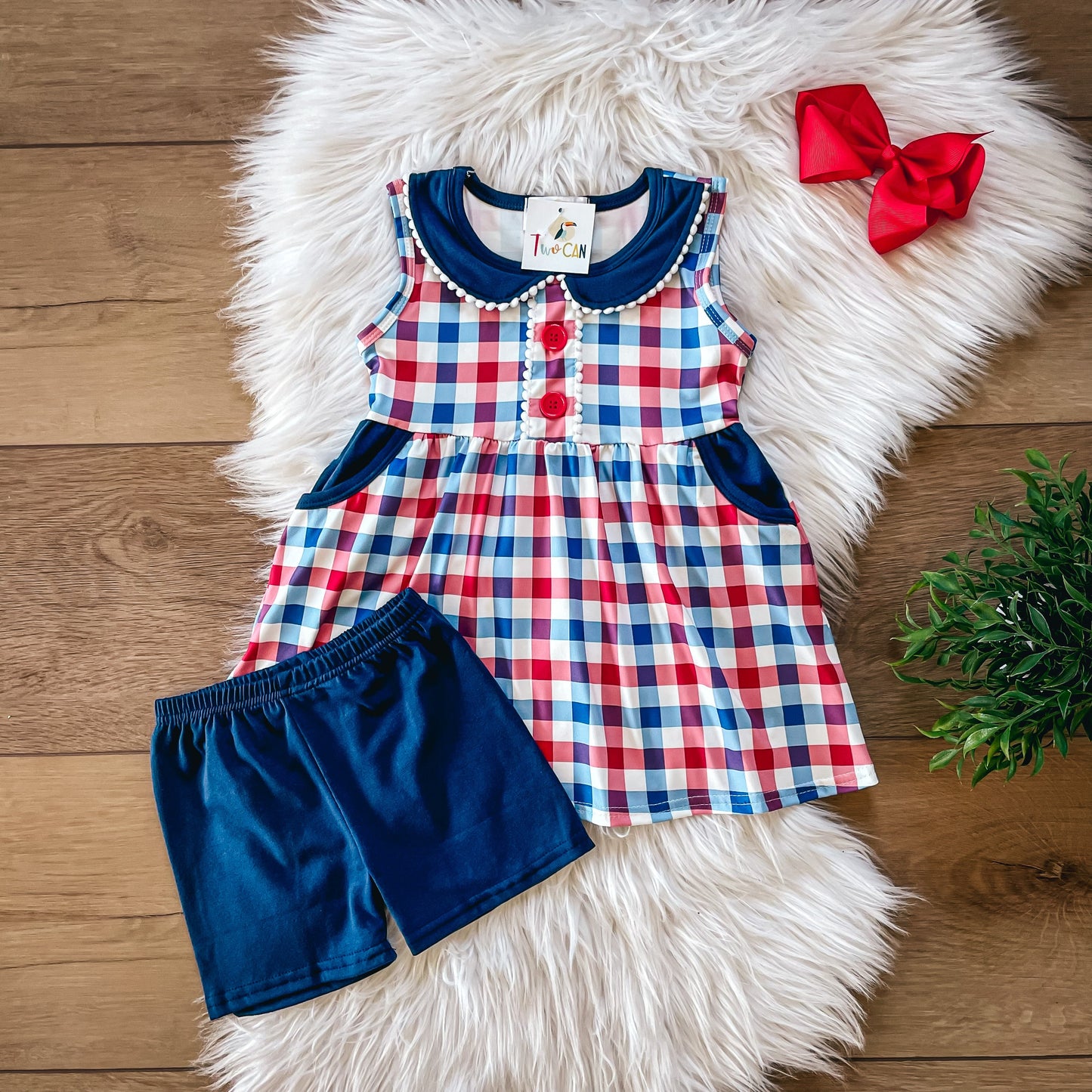 Americana Plaid Girl's Set