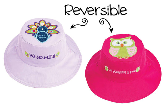 Kids UPF50+ Sun Hat - Peacock/Owl