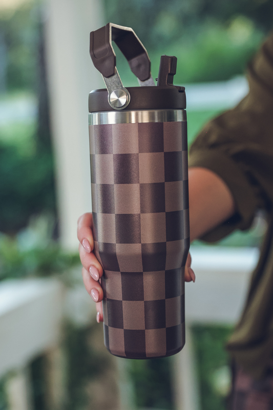 PREORDER- Chocolate Check Travel Tumbler
