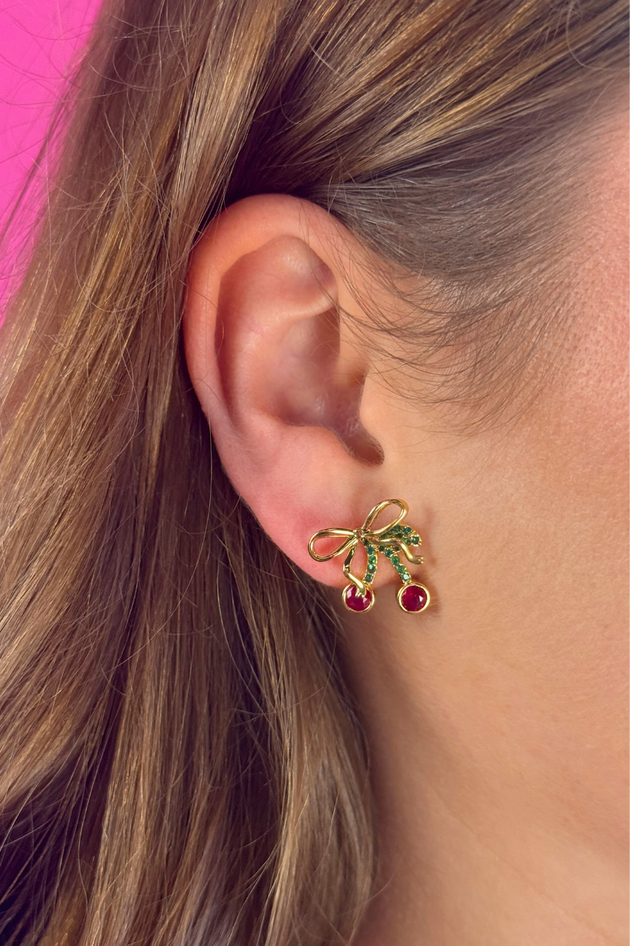 Cherry Bow Studs