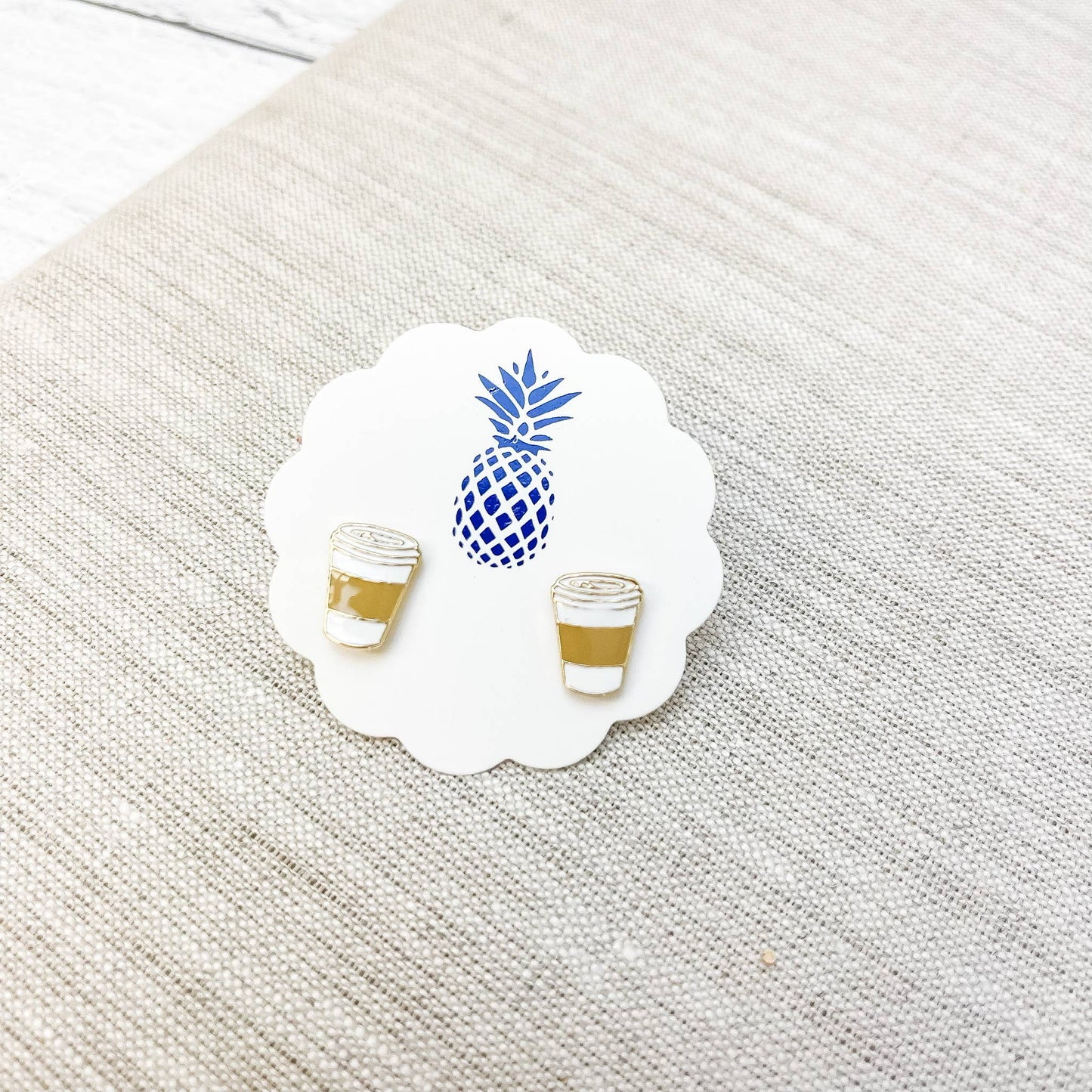 Coffee Cup Enamel Stud Earrings