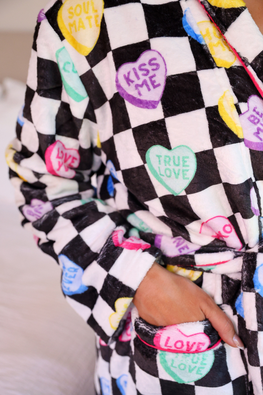 PREORDER- Legacy Lounge Robe- Checkered Conversation Hearts