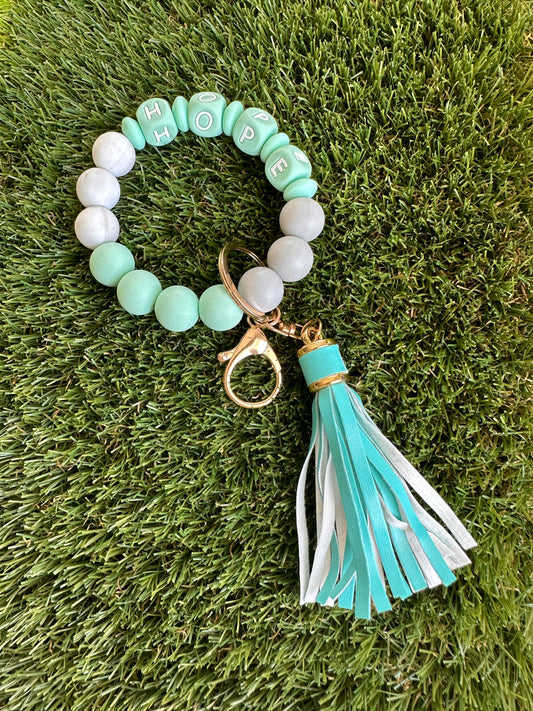 Silicone Bead Bracelet Keychain - Hope