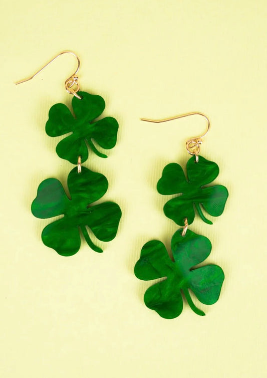 Stacked Shamrock Fish Hook Earrings