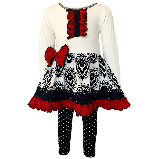 Girls Damask Dress & Leggings