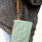 Sage Quilted Wristlet Pouch