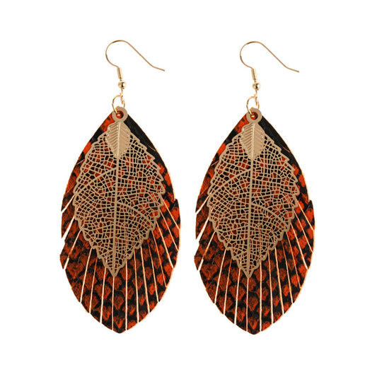 Layered Fringe Leather Earrings