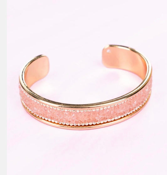 Pink Sparkling Crystal Goldtone Cuff Bracelet