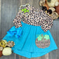 Turquoise & Animal Pumpkin Twirl Dress