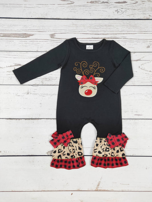 Deer Appliqué Christmas Romper