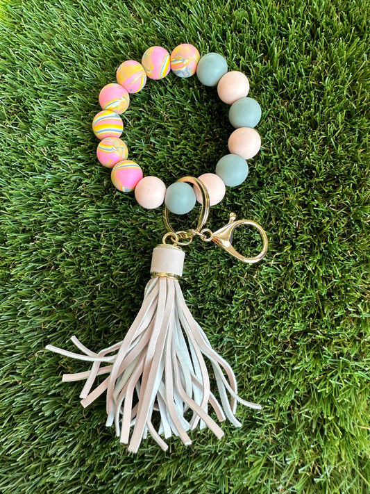 Silicone Bead Bracelet Keychain