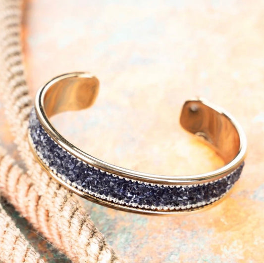 Navy Sparkling Crystal Goldtone Cuff Bracelet