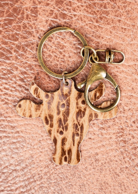 Brown Steer Head Keychain