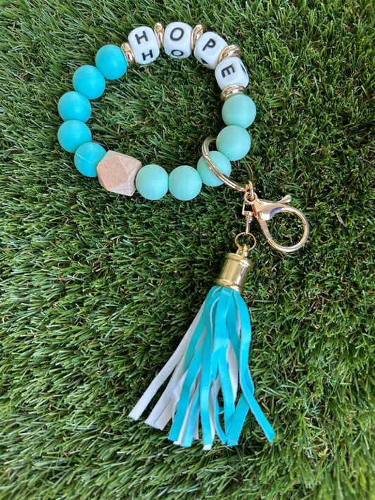 Silicone Bead Bracelet Keychain - Hope