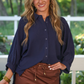 PREORDER-Sloane Button Up Top- Navy