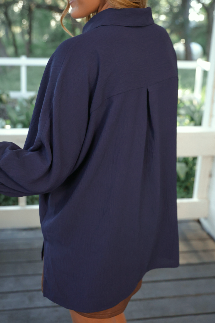 PREORDER-Sloane Button Up Top- Navy