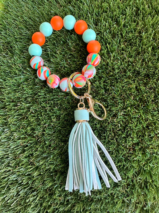 Silicone Bead Bracelet Keychain