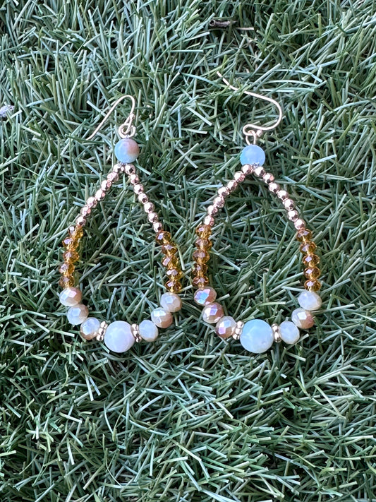 Goldtone Beaded Teardrop Earrings
