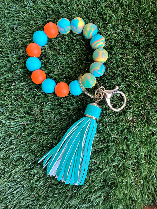 Silicone Bead Bracelet Keychain