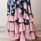 Navy/Pink Floral Twirl Dress