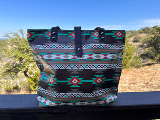 Brown/Green Aztec Tote