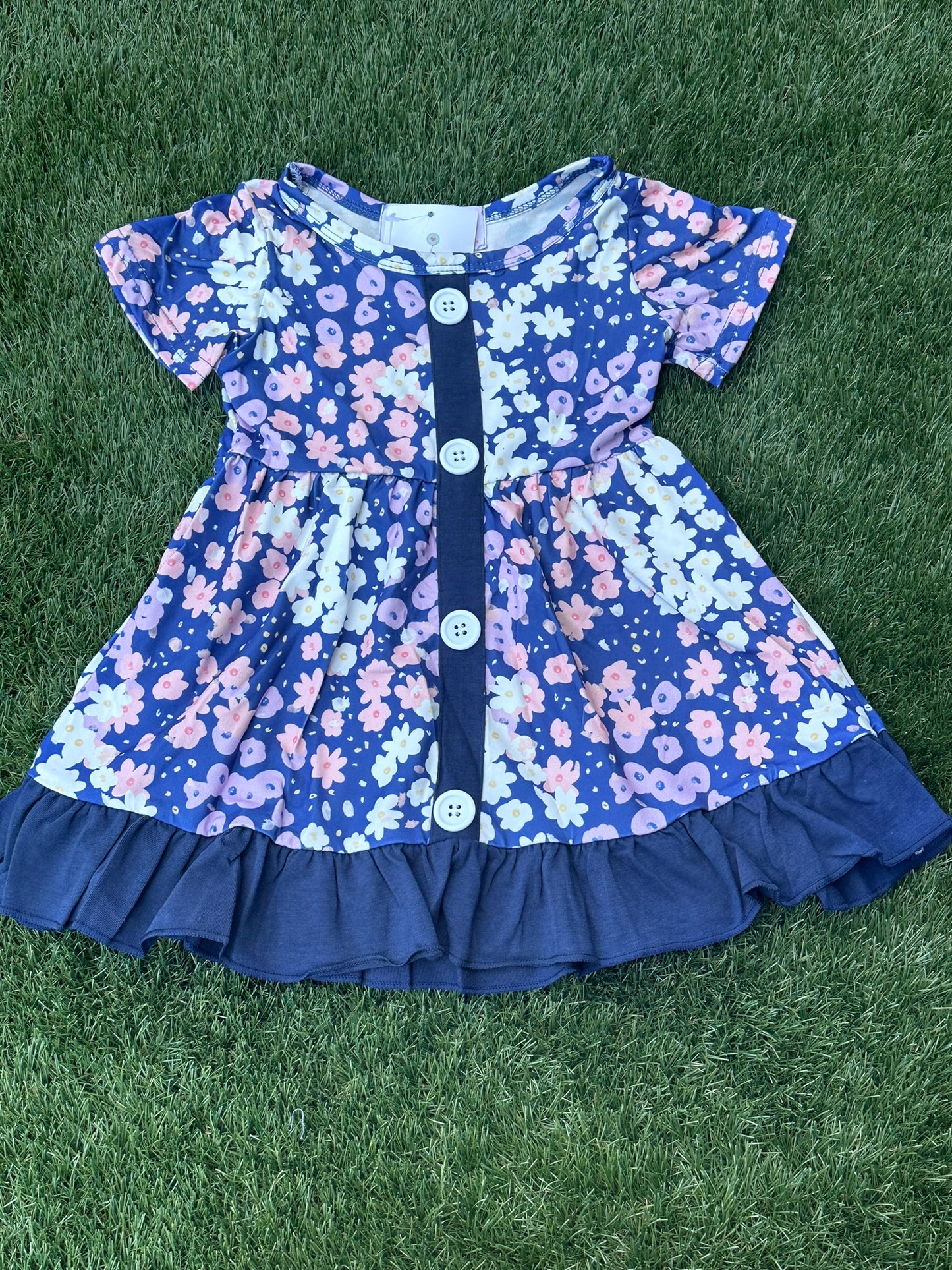 Pink & Navy Blooms Dress